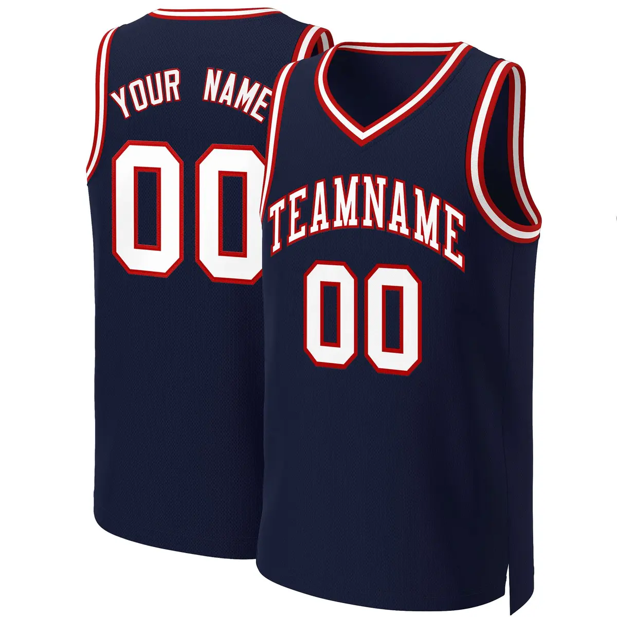 Navy White-Red Classic Basketball Jersey
