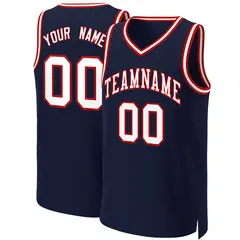 Navy White-Red Classic Basketball Jersey 1