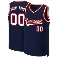Navy White-Red Classic Basketball Jersey 1
