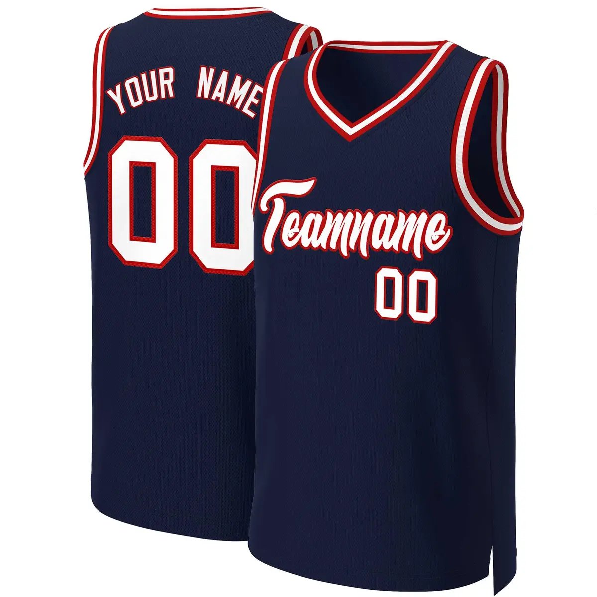 Navy White-Red Classic Basketball Jersey