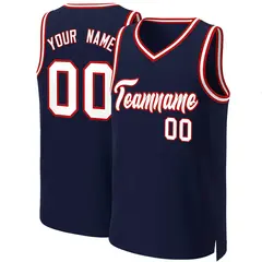 Navy White-Red Classic Basketball Jersey 1