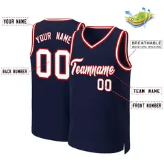 Navy White-Red Classic Basketball Jersey 2
