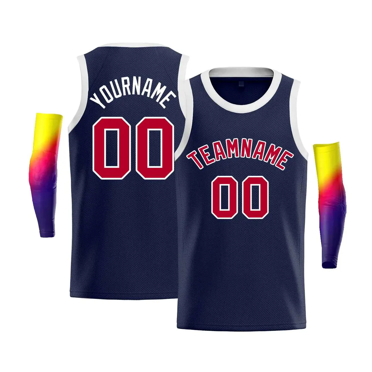 Navy White-Red Classic Bull Men's Basketball Jersey