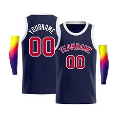 Navy White-Red Classic Bull Men's Basketball Jersey 1