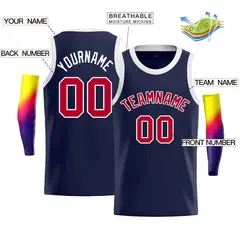 Navy White-Red Classic Bull Men's Basketball Jersey 2