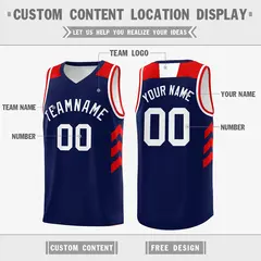 Navy White-Red Classic Fashion Sportwear Basketball Jersey 2