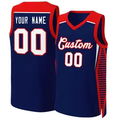 Navy White-Red Classic Mesh Basketball Jersey Tops 1