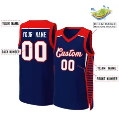 Navy White-Red Classic Mesh Basketball Jersey Tops 2