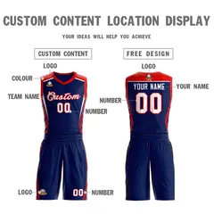 Navy White-Red Classic Mesh Basketball Jersey 3