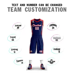 Navy White-Red Classic Mesh Basketball Jersey 4