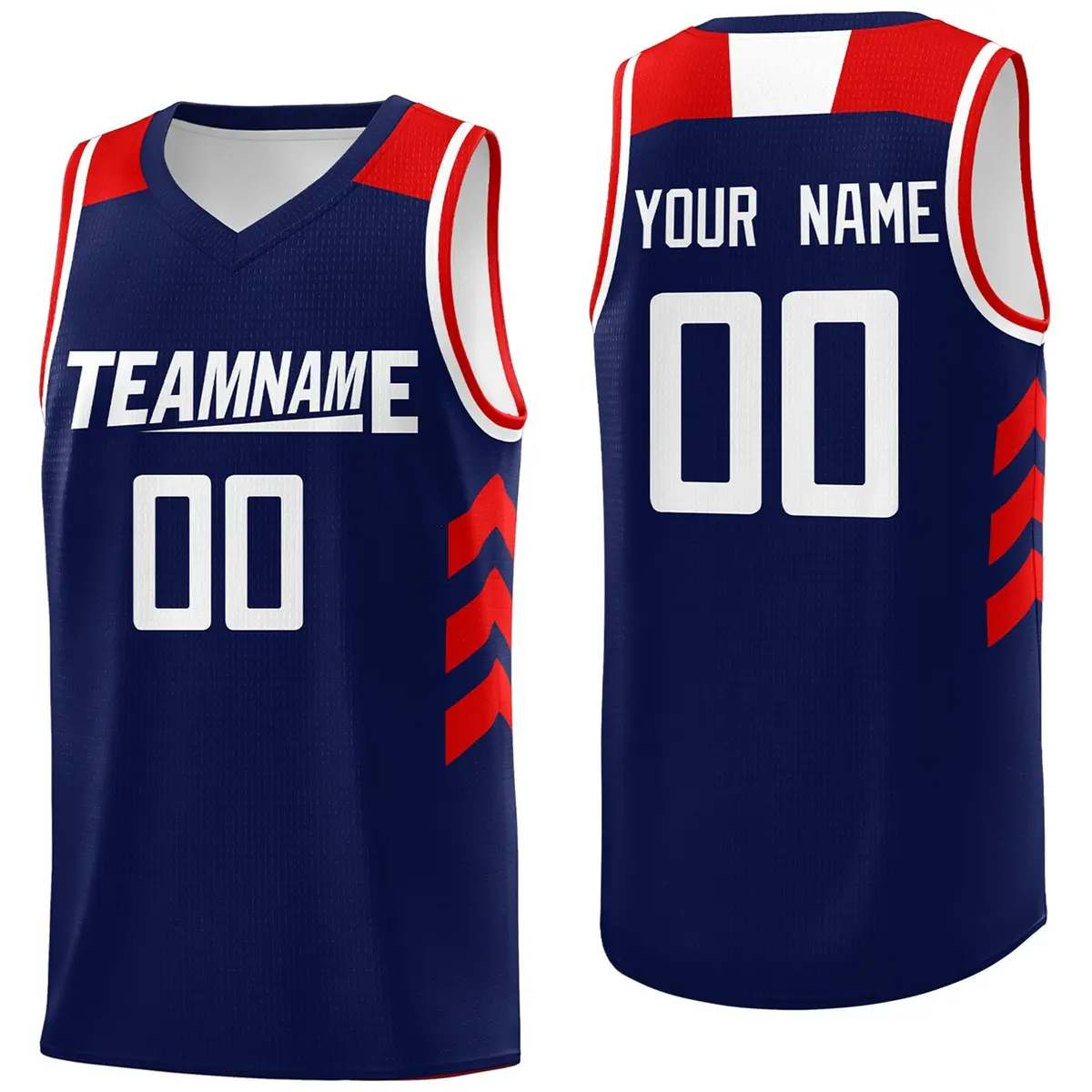 Navy White-Red Classic Mesh Sport Basketball Jersey