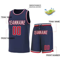Navy White-Red Classic Sets Basketball Jersey 2