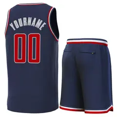 Navy White-Red Classic Sets Basketball Jersey 3