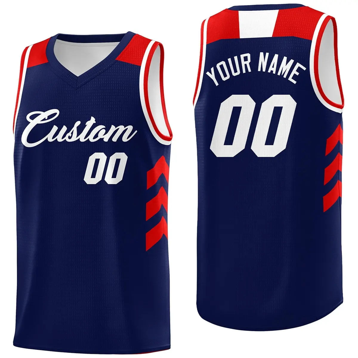 Navy White-Red Classic Sport Basketball Jersey