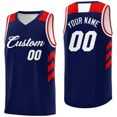 Navy White-Red Classic Sport Basketball Jersey