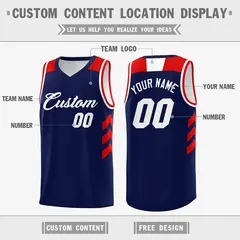 Navy White-Red Classic Sport Basketball Jersey 2
