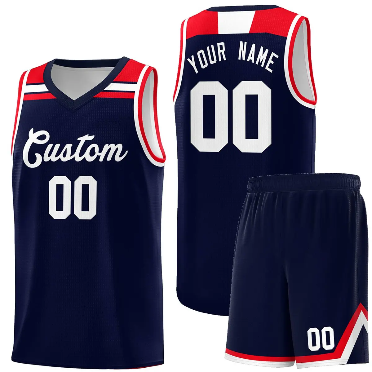 Navy White-Red Classic Sports Basketball Jersey