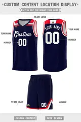 Navy White-Red Classic Sports Basketball Jersey 2