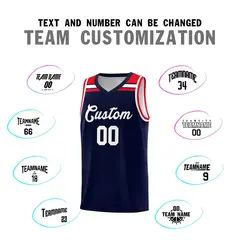 Navy White-Red Classic Sports Basketball Jersey 3