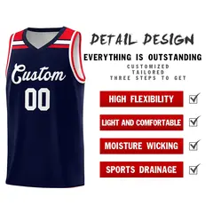 Navy White-Red Classic Sports Basketball Jersey 4