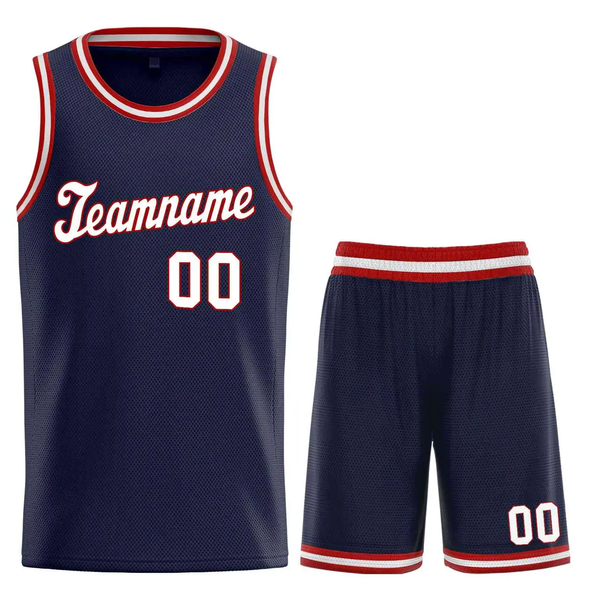 Navy White-Red Classic Sports Uniform Basketball Jersey