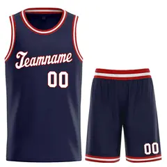Navy White-Red Classic Sports Uniform Basketball Jersey 1