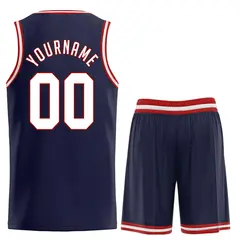 Navy White-Red Classic Sports Uniform Basketball Jersey 2