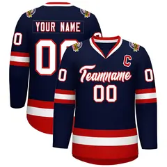 Navy White-Red Classic Style Hockey Jersey 1