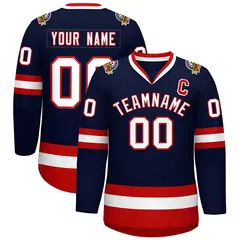 Navy White-Red Classic Style Hockey Jersey 1