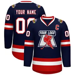 Navy White-Red Classic Style Hockey Jersey 1