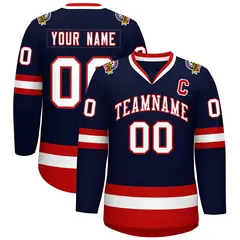 Navy White-Red Classic Style Hockey Jersey 1