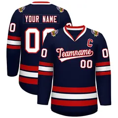 Navy White-Red Classic Style Hockey Jersey 1