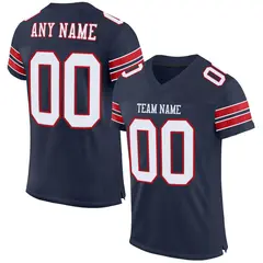 Navy White-Red Classic Style Mesh Football Jersey 1