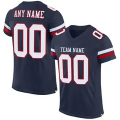 Navy White-Red Classic Style Mesh Football Jersey 1