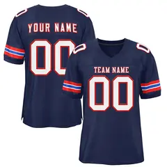Navy White-Red Classic Style Mesh Football Jersey