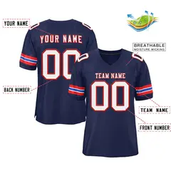 Navy White-Red Classic Style Mesh Football Jersey 2
