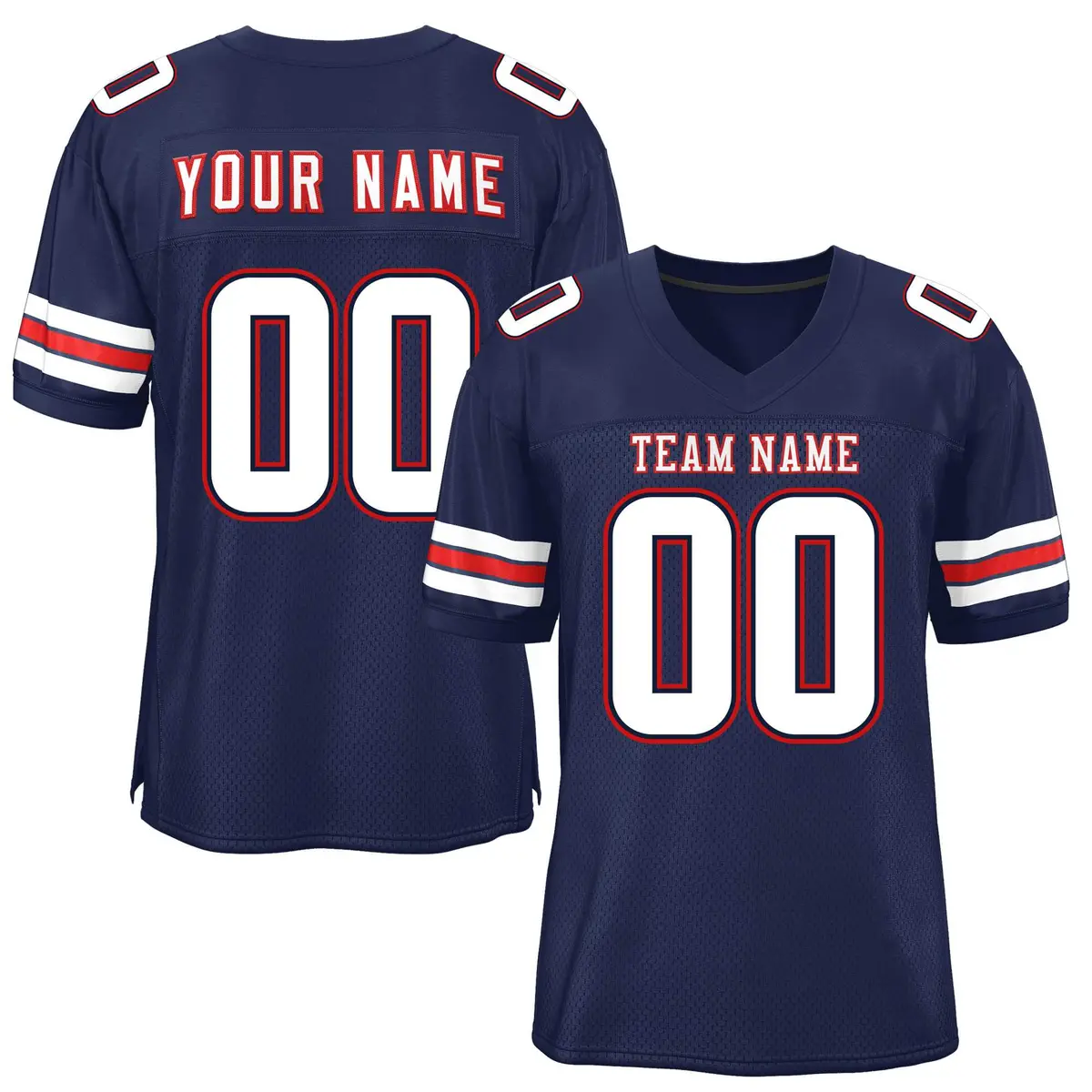 Navy White-Red Classic Style Mesh Football Jersey