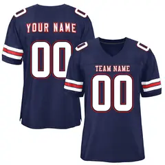 Navy White-Red Classic Style Mesh Football Jersey