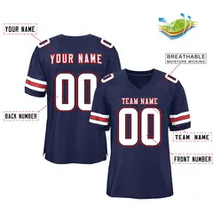 Navy White-Red Classic Style Mesh Football Jersey 2