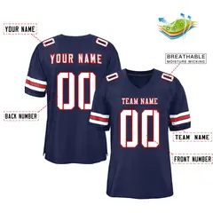 Navy White-Red Classic Style Mesh Football Jersey 2