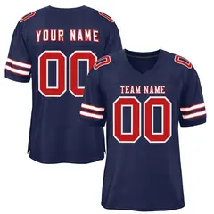 Navy White-Red Classic Style Mesh Football Jersey 1