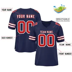 Navy White-Red Classic Style Mesh Football Jersey 2