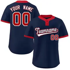 Navy White-Red Classic Two-Button Softball Jersey