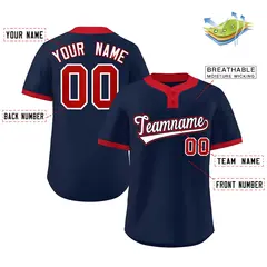 Navy White-Red Classic Two-Button Softball Jersey 2