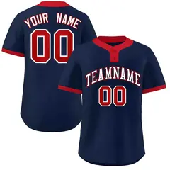 Navy White-Red Classic Two-Button Softball Jersey 1