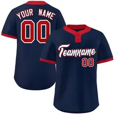 Navy White-Red Classic Two-Button Softball Jersey