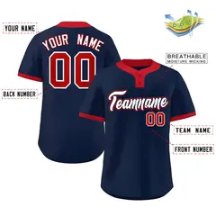 Navy White-Red Classic Two-Button Softball Jersey 2