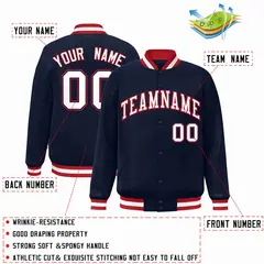 Navy White-Red Classic Varsity Full-Snap Letterman Jacket 2
