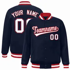 Navy White-Red Classic Varsity Full-Snap Letterman Jacket 1