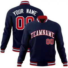 Navy White-Red Classic Varsity Full-Snap Letterman Jacket 1